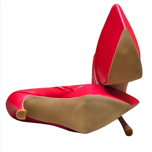 Red Platform Stiletto Heel Ankle Boots With Side Zipper Closure & Pointed Toe De - Picture 7 of 7